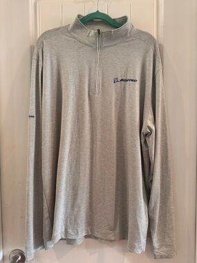 NWOT Boeing Light Gray Quarter-Zip Pullover Men’s XL